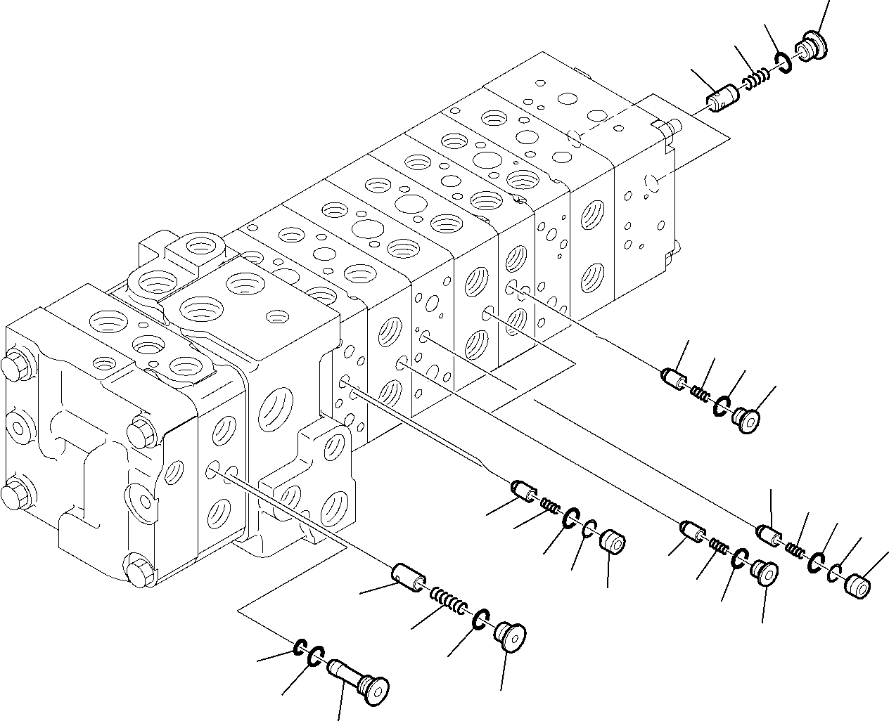Komatsu parts book diagram for WB97S-5 S/N F00003-Up: 10-SPOOL CONTROL VALVE (10/16)