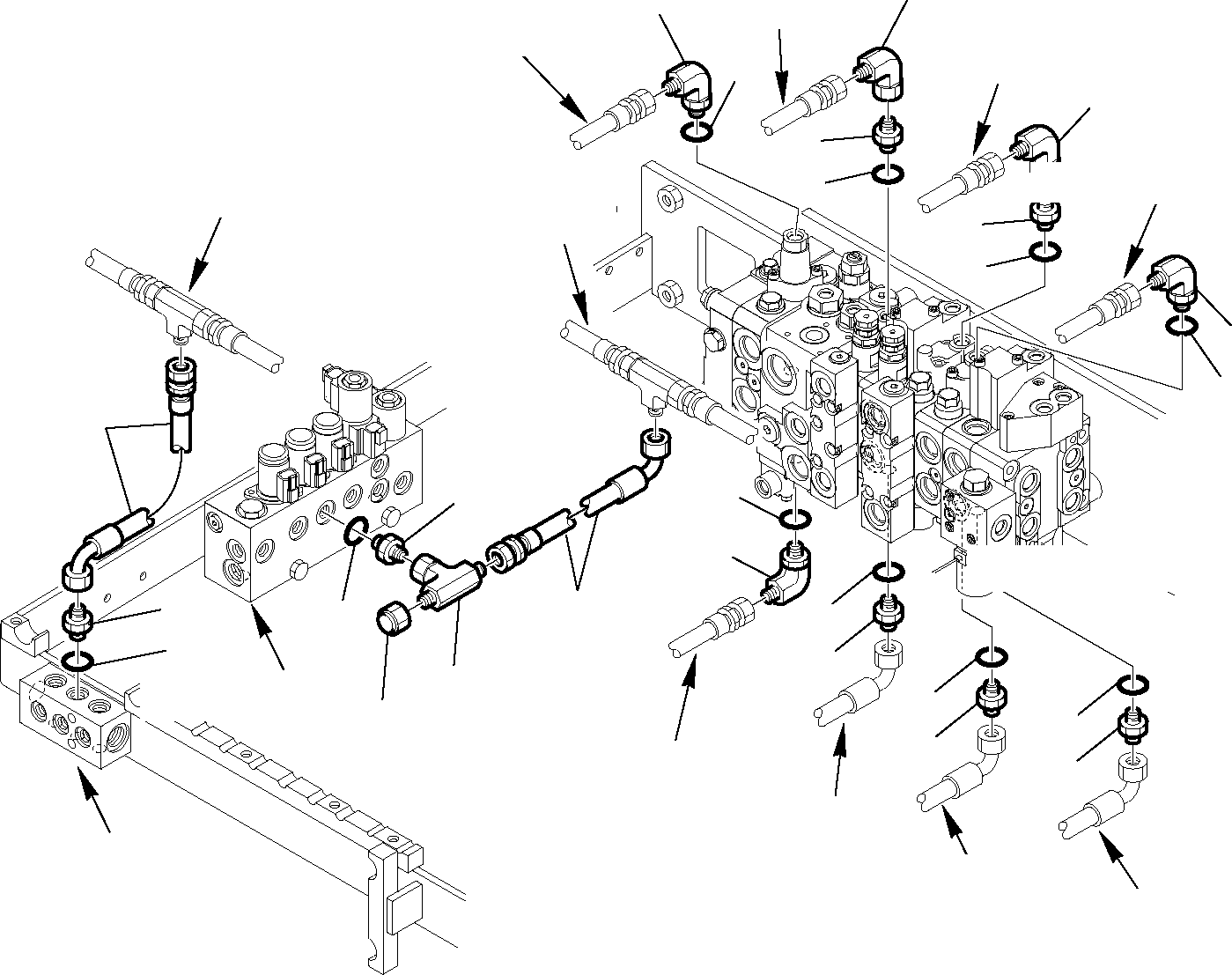 Backhoeloaders Komatsu / WB97S-5 S/N F00003-Up(WB97S5) / CONTROL VALVE AND SERVOCONTROL FEED UNIT (FITTINGS) (2/2)(G-0485 : 6390)