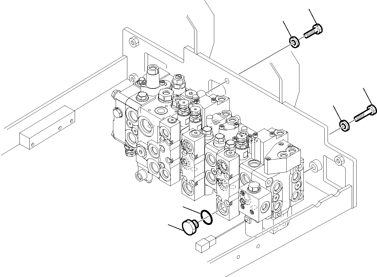 Komatsu parts book diagram for WB97S-5 S/N F00003-Up: CONTROL VALVE FIXING