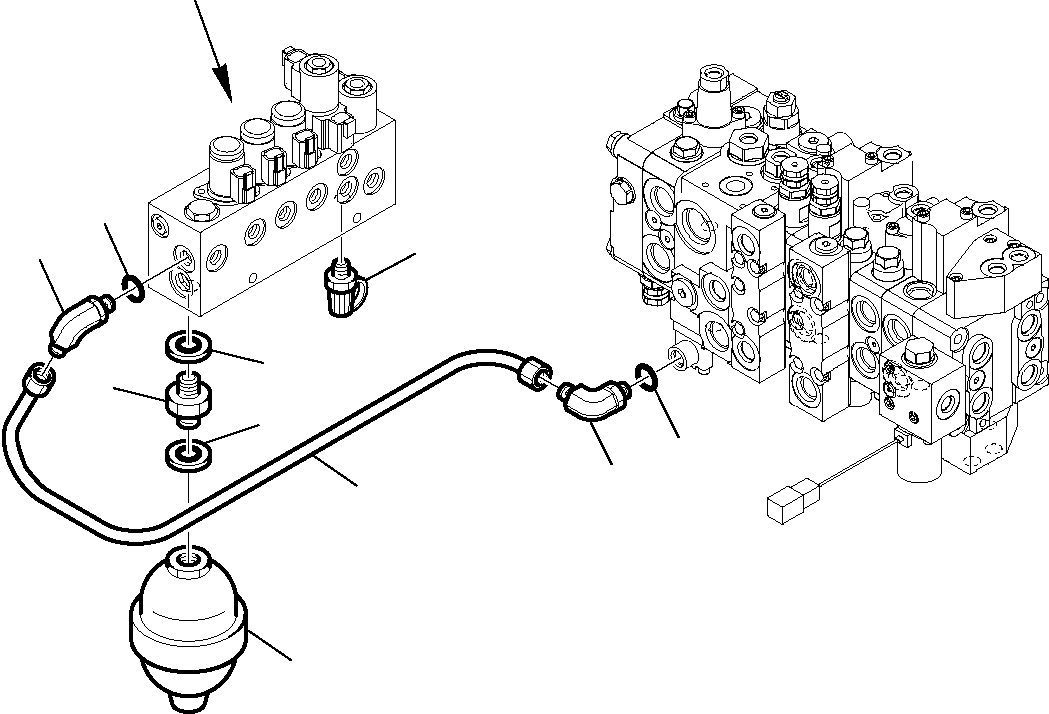 Komatsu parts book diagram for WB97S-5 S/N F00003-Up: HYDRAULIC PIPING (SERVOCONTROL VALVE FEED LINE)