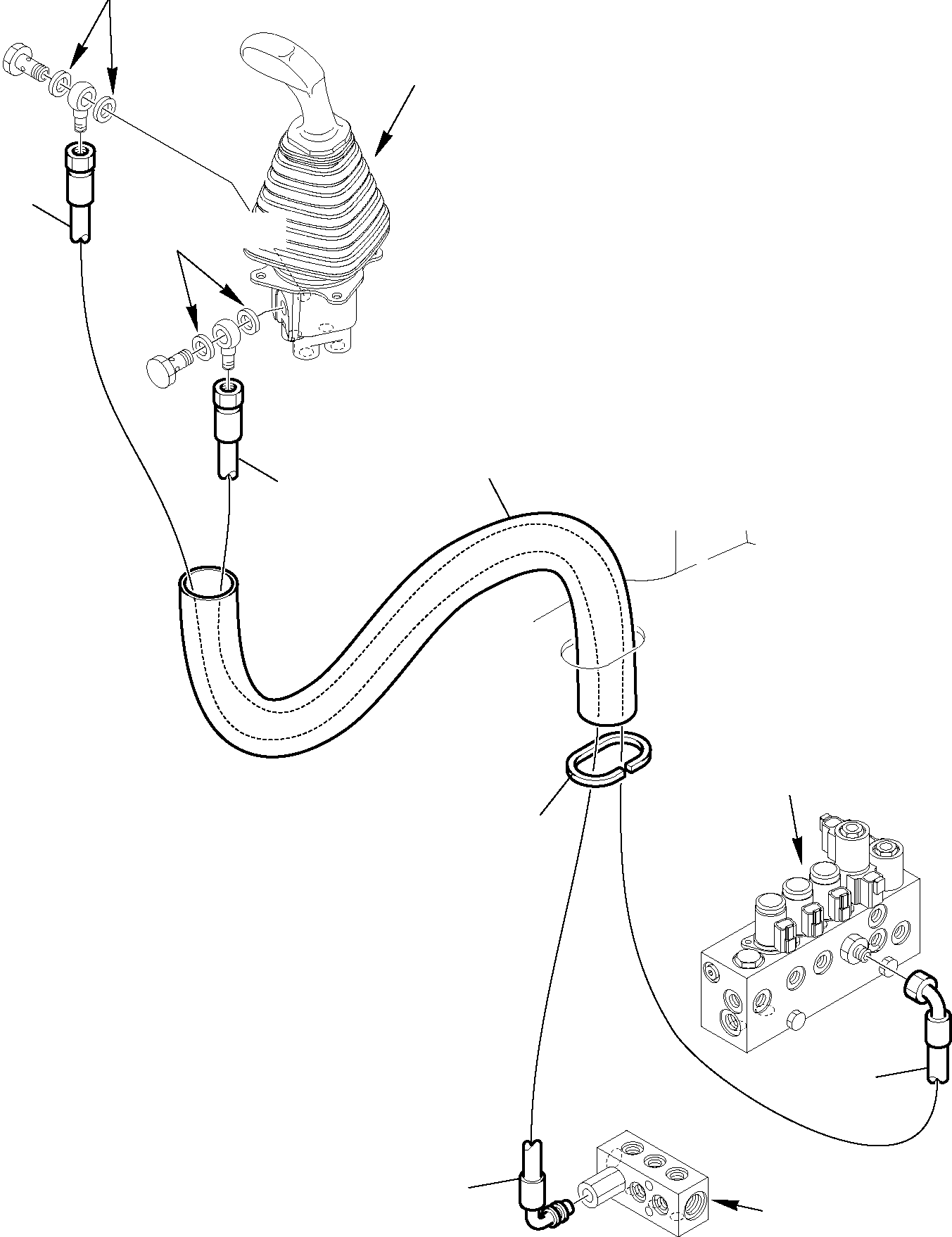 Komatsu parts book diagram for WB97S-5 S/N F00003-Up: HYDRAULIC PIPING (SERVOCONTROL LINE) (SHOVEL SIDE)