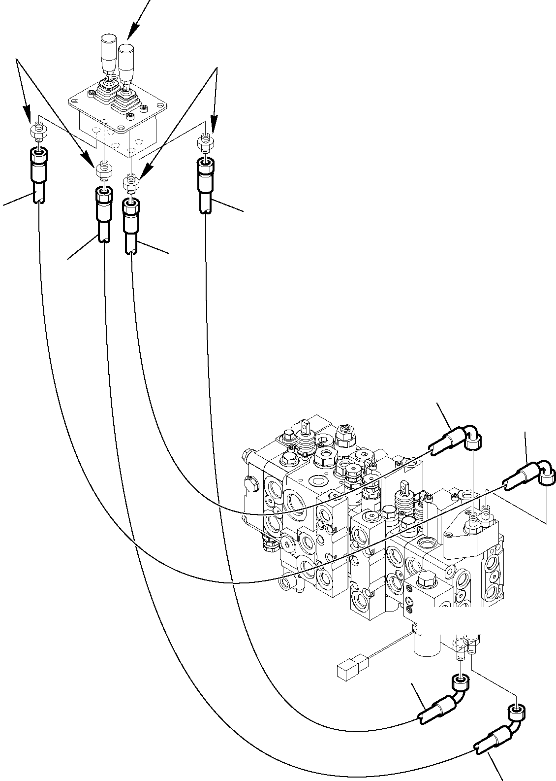 Komatsu parts book diagram for WB97S-5 S/N F00003-Up: HYDRAULIC PIPING (OUTRIGGER CYLINDER LINE)