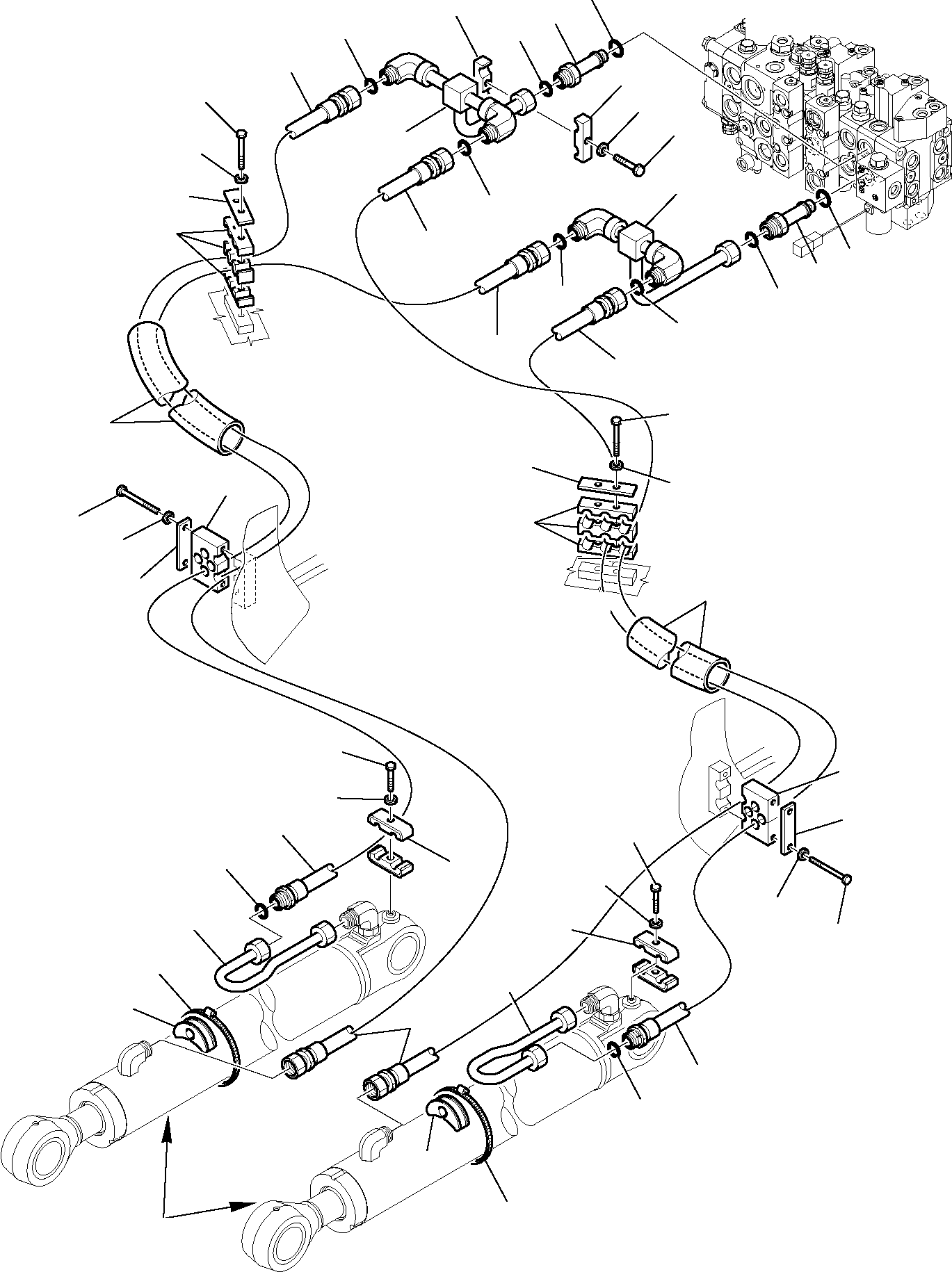 Komatsu parts book diagram for WB97S-5 S/N F00003-Up: HYDRAULIC PIPING (BUCKET LIFTING CYLINDER)