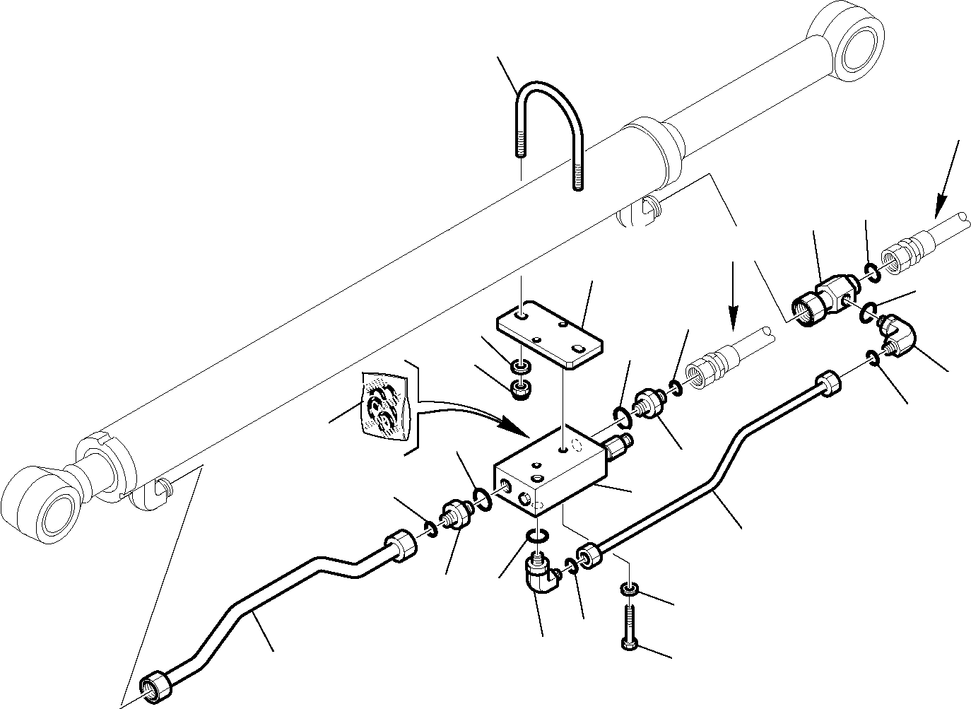 Backhoeloaders Komatsu / WB97S-5 S/N F00003-Up(WB97S5) / HYDRAULIC PIPING (SHOVEL TIPPING CYLINDER) (SAFETY VALVE)(G-0700 : 6615)