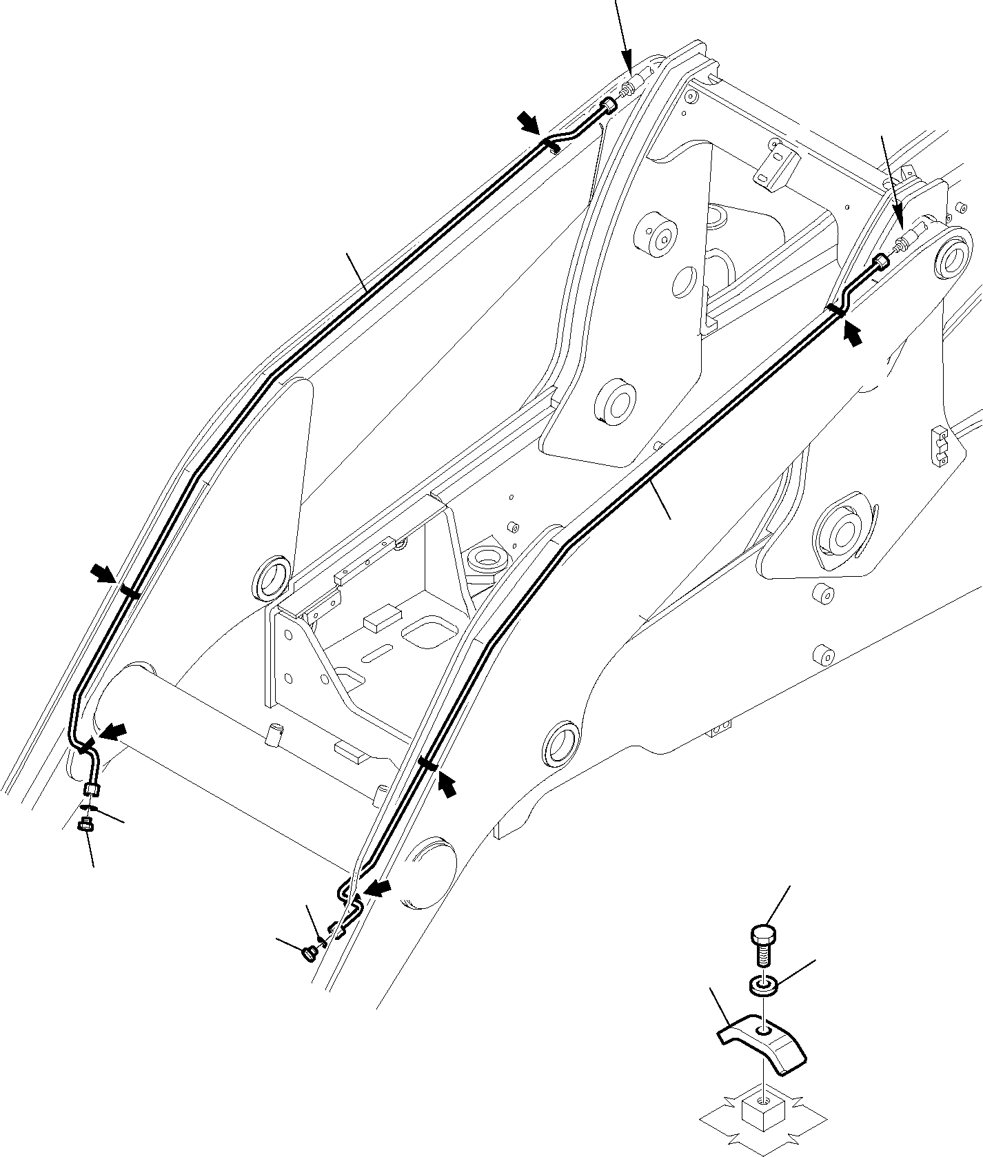 Backhoeloaders Komatsu / WB97S-5 S/N F00003-Up(WB97S5) / HYDRAULIC PIPING (BUCKET 4 IN 1 LINE) (2/3)(G-0730 : 6635)