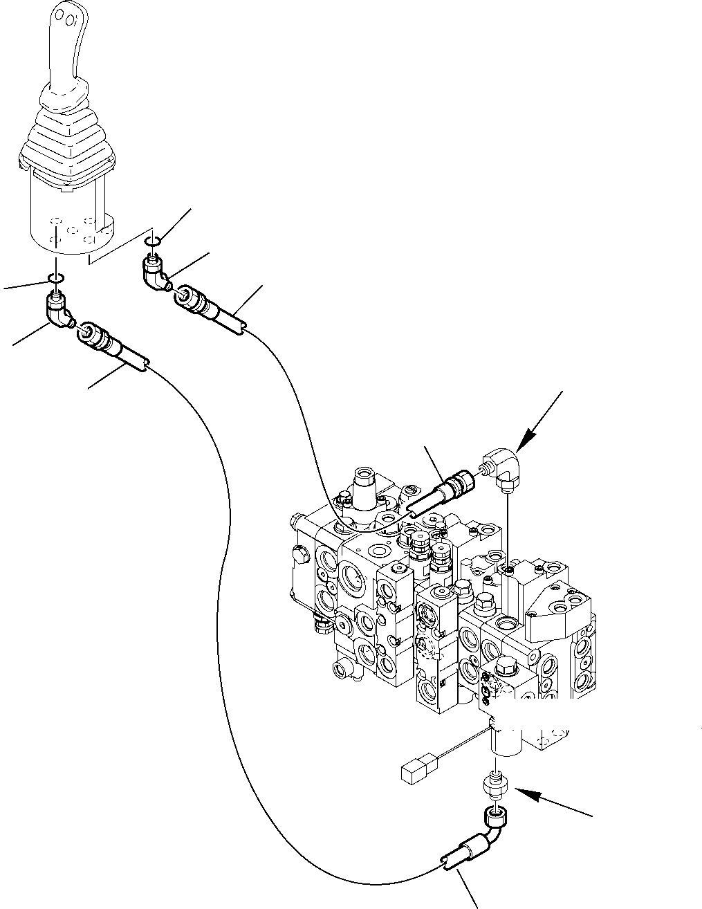 Komatsu parts book diagram for WB97S-5 S/N F00003-Up: HYDRAULIC PIPING (SERVOCONTROL LINE) (BUCKET LINE)