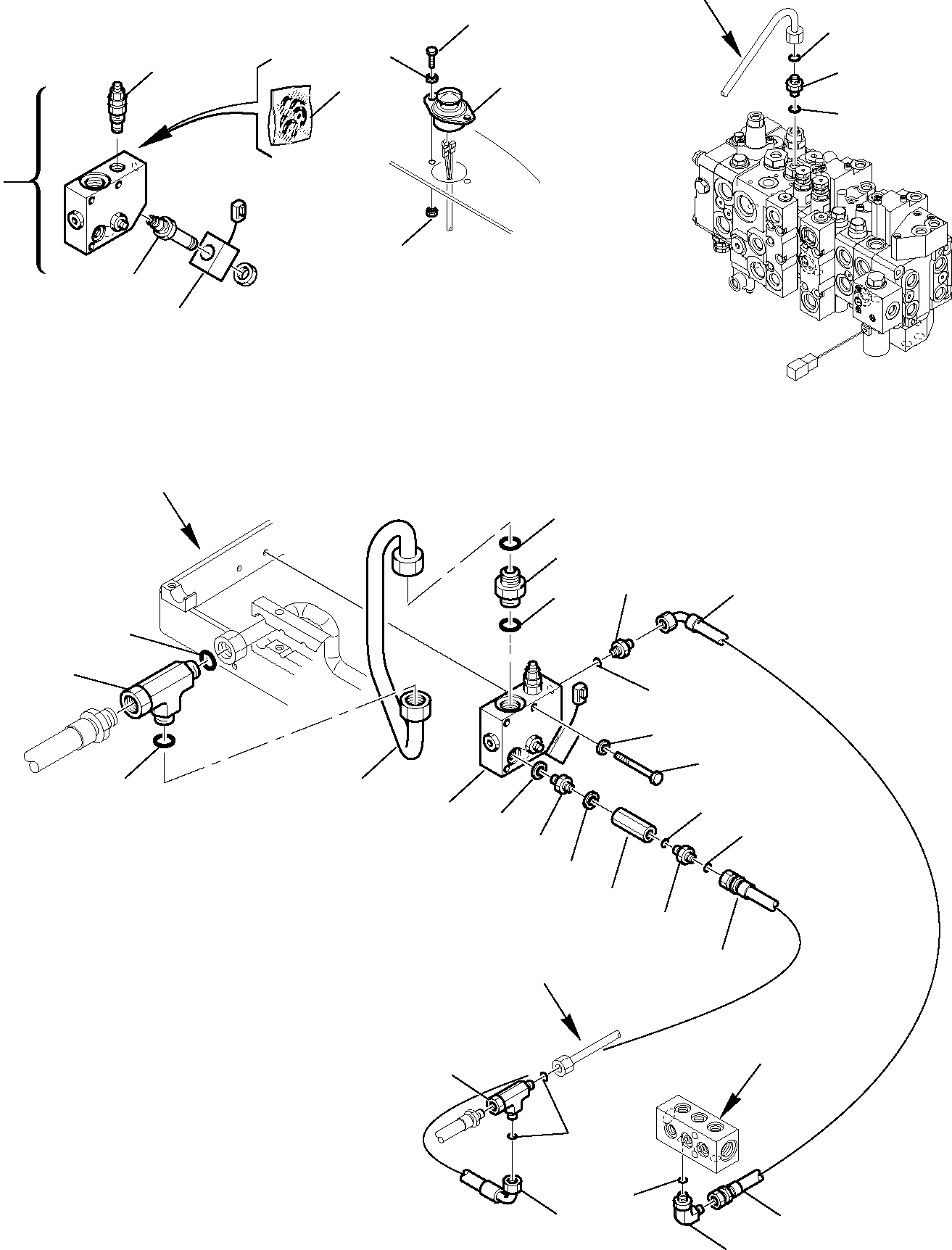 Komatsu parts book diagram for WB97S-5 S/N F00003-Up: HYDRAULIC PIPING (HAMMER LINE) (WITH SIDE DIGGING BOOM AND TELESCOPIC ARM) (1/2)