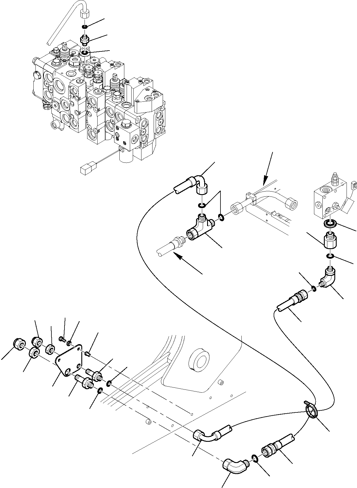 Komatsu parts book diagram for WB97S-5 S/N F00003-Up: HAND-HAMMER HYDRAULIC PIPING (2/2)