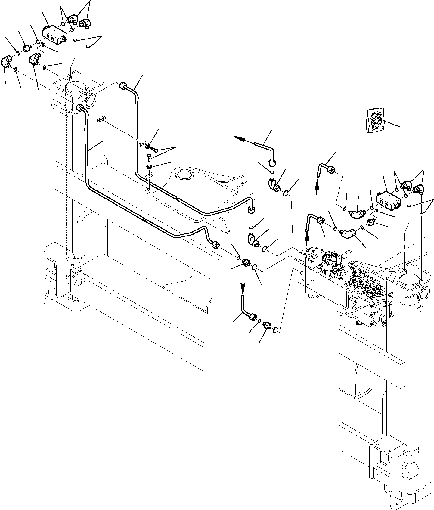 Backhoeloaders Komatsu / WB97S-5 S/N F00003-Up(WB97S5) / HYDRAULIC PIPING (OUTRIGGER LINE) (WITH 10-SPOOL CONTROL VALVE) (WITH SAFETY VALVE)(G-1000 : 6815)