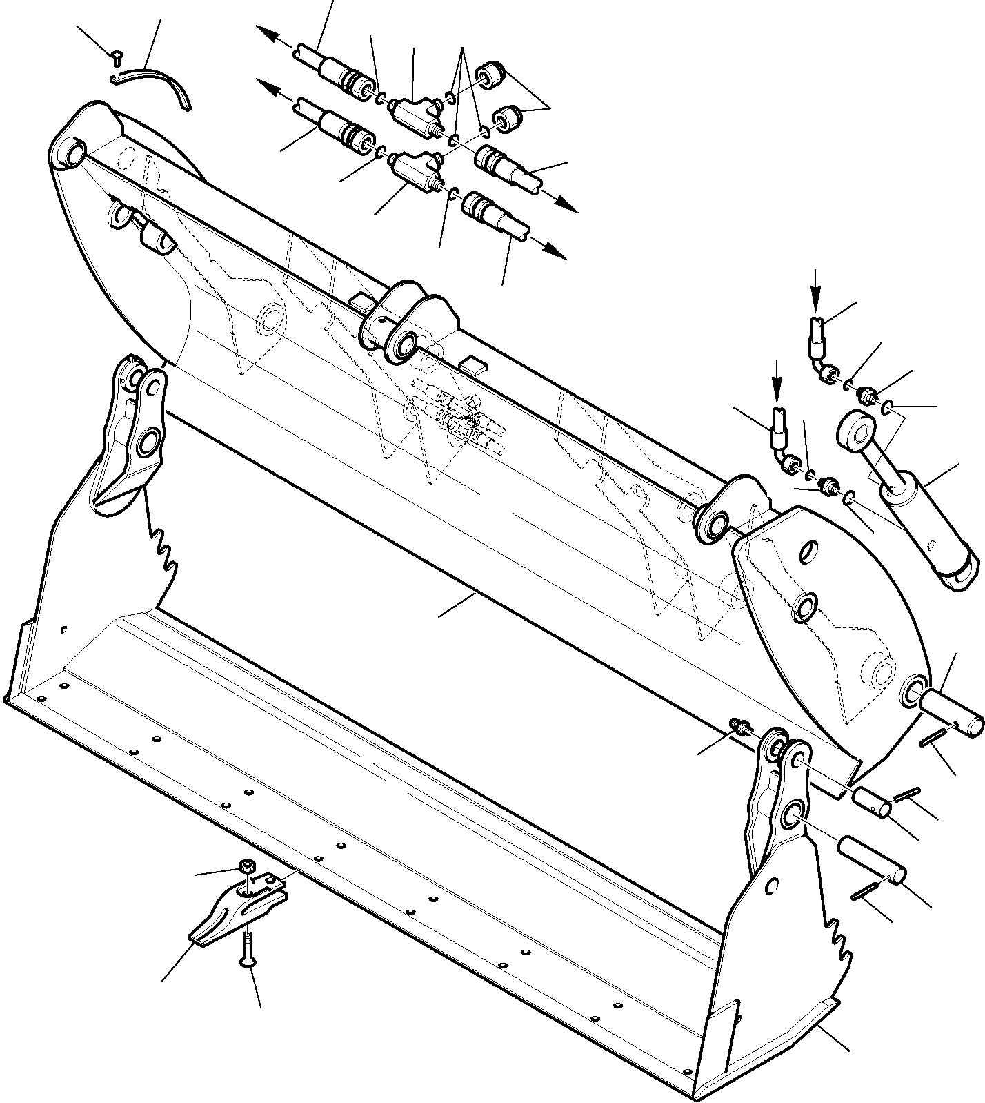 Komatsu parts book diagram for WB97S-5 S/N F00003-Up: BUCKET 4 IN 1 (WITH FORKS)