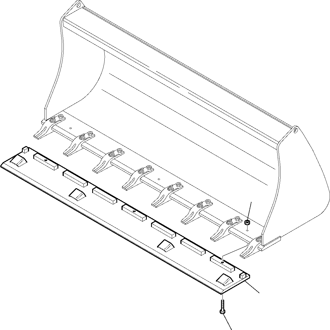 Komatsu parts book diagram for WB97S-5 S/N F00003-Up: BLADE UNDER TEETH