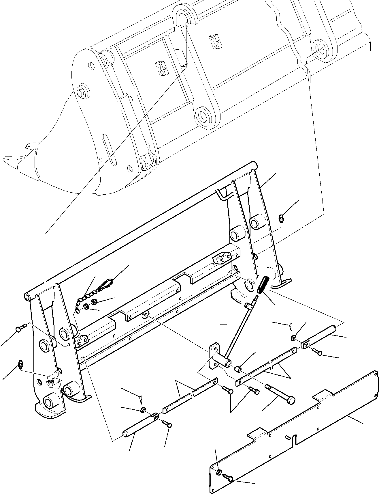 Komatsu parts book diagram for WB97S-5 S/N F00003-Up: MECHANICAL QUICK COUPLING (FOR 4 IN 1 BUCKET)
