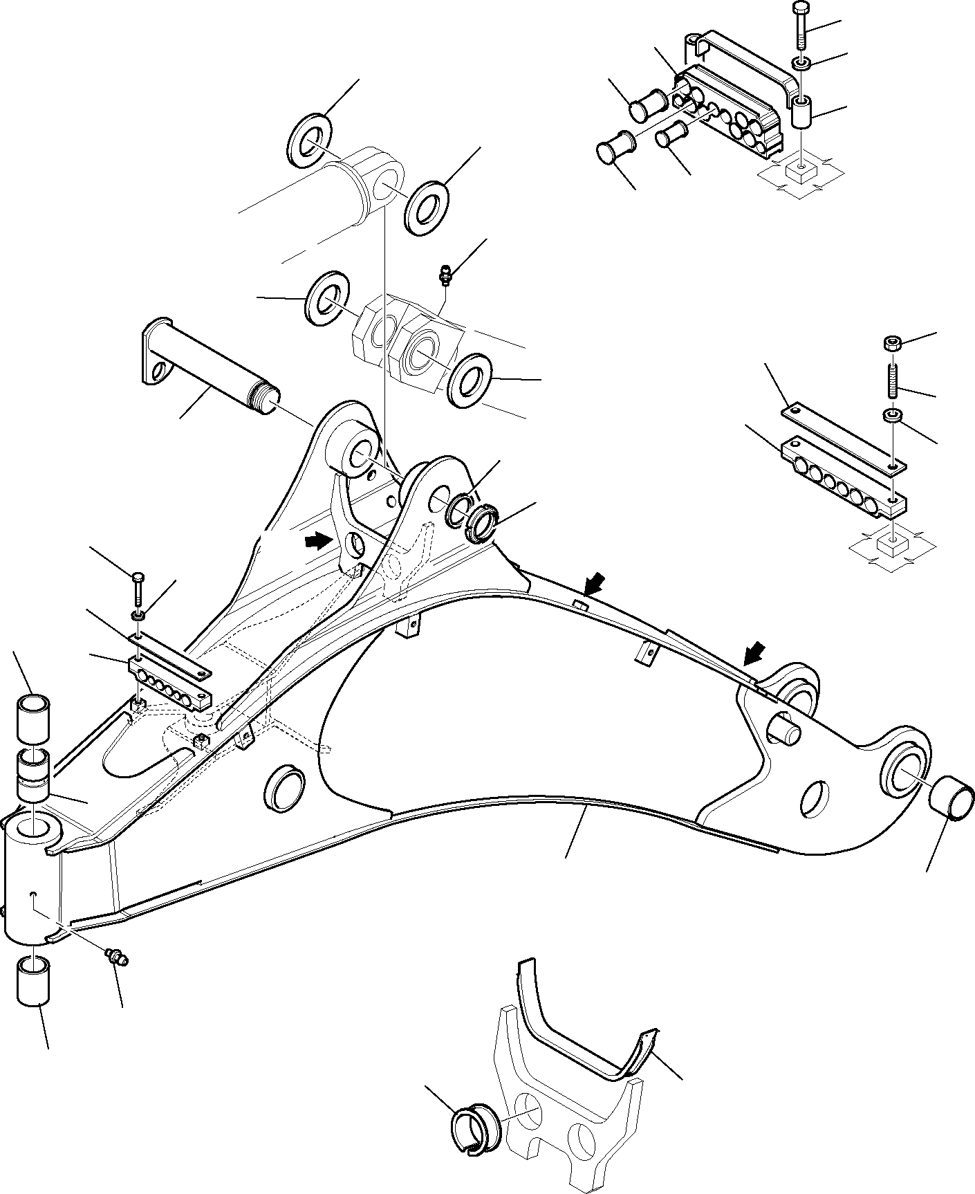 Komatsu parts book diagram for WB97S-5 S/N F00003-Up: SIDE DIGGING BOOM (1/2)