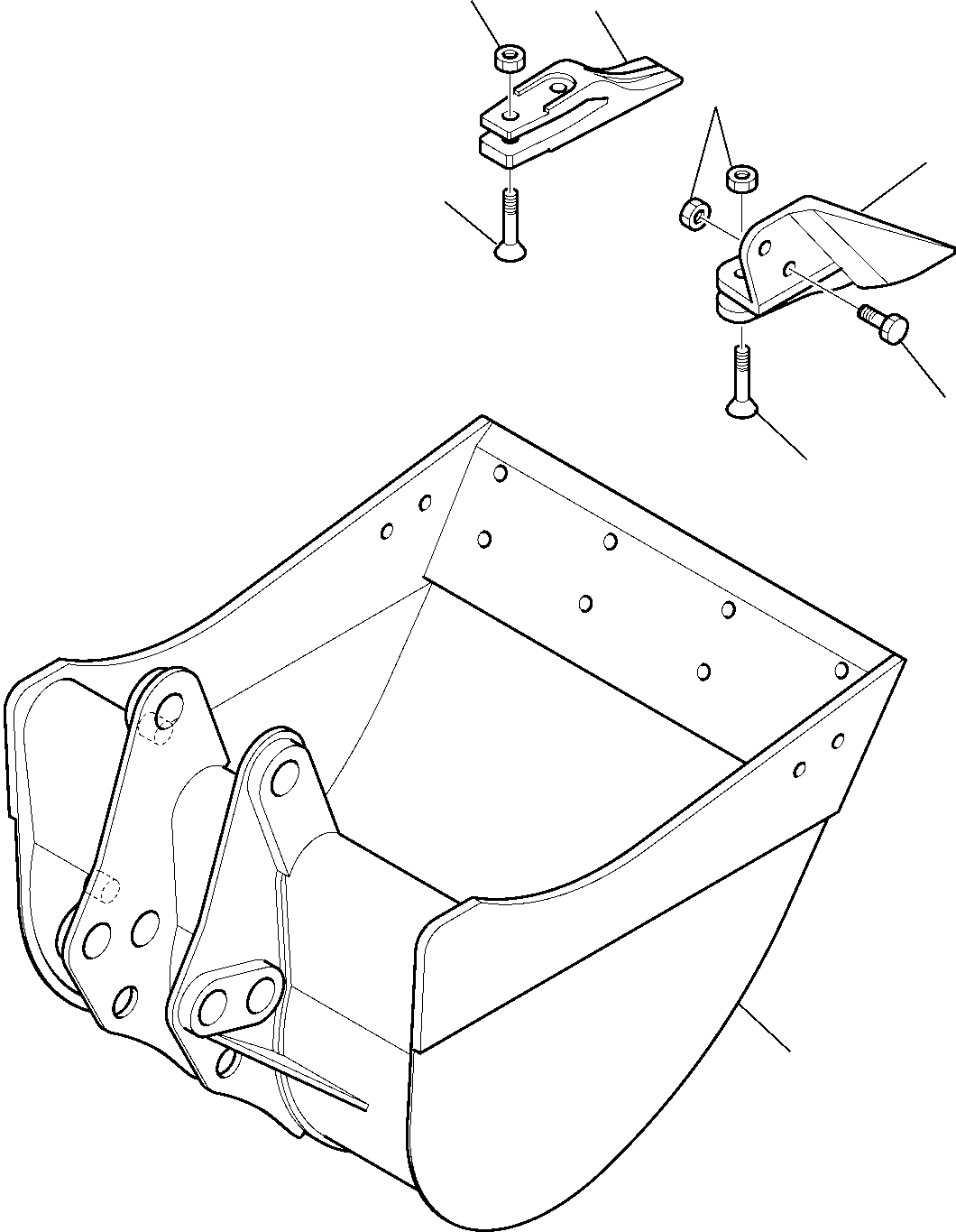 Komatsu parts book diagram for WB97S-5 S/N F00003-Up: BUCKET (L=700 MM)