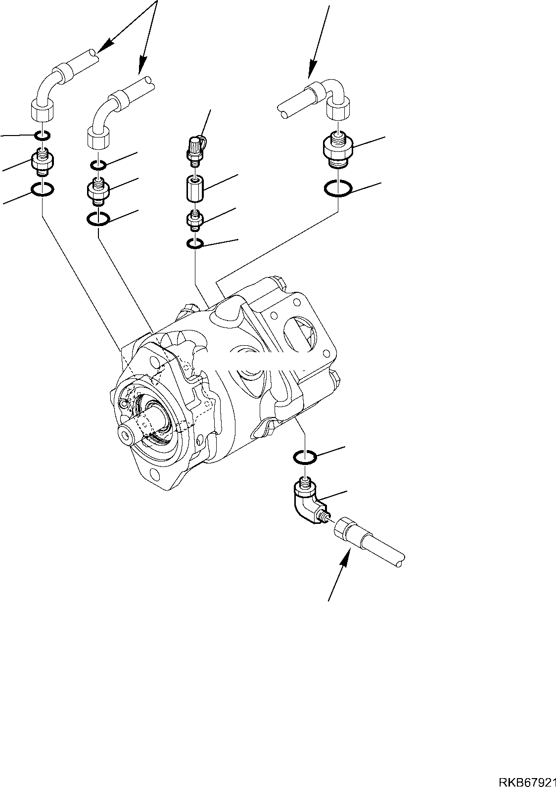 Backhoeloaders Komatsu / WB97S-5E0 S/N F30541 AND F30542 (RUSSIA SPECIFICATION TIER 2 ENG. INSTALLED)(WB97S5RU) / HYDRAULIC PUMP (CONNECTING PARTS)(F-6105 : 6105)