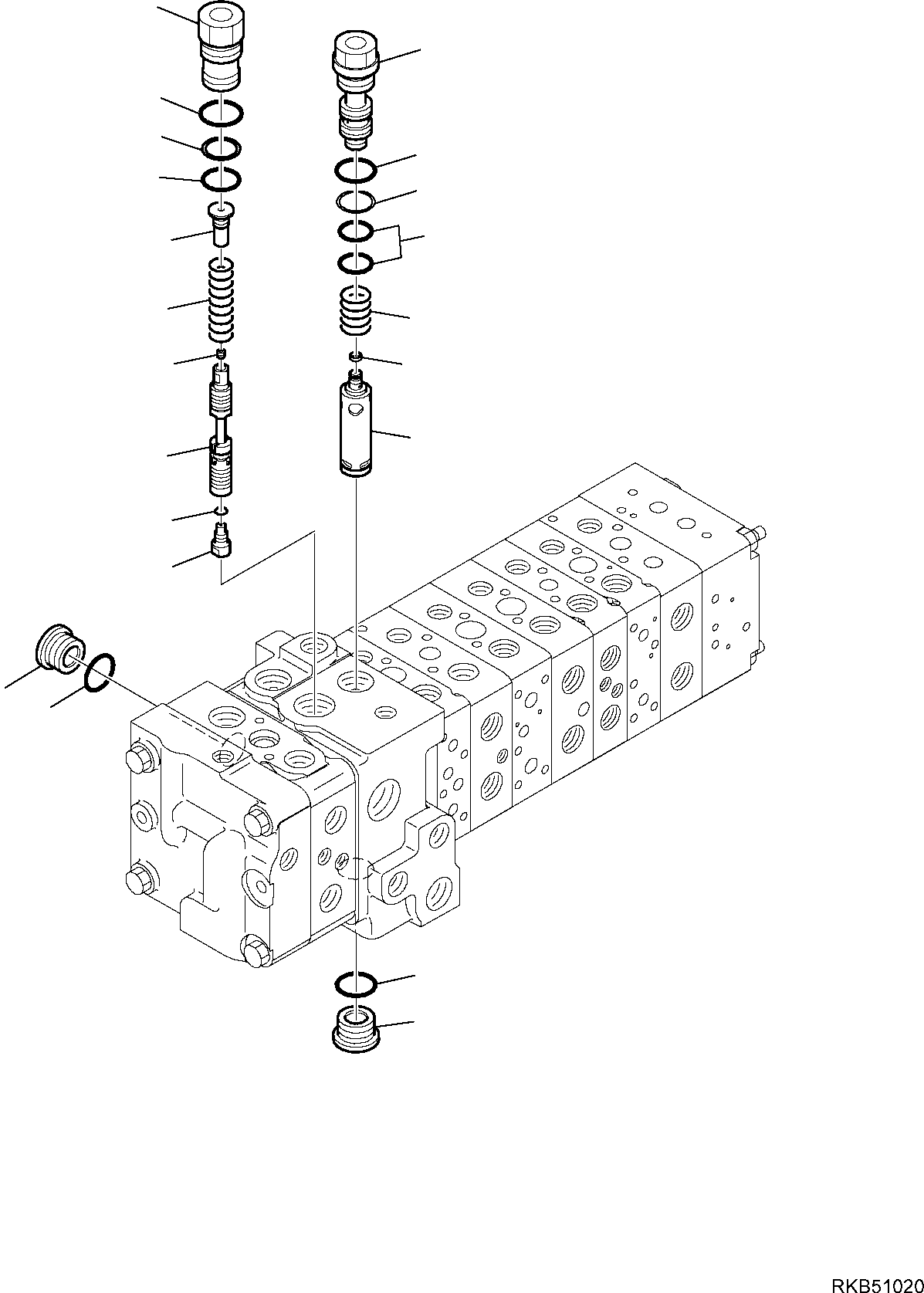 Backhoeloaders Komatsu / WB97S-5E0 S/N F30541 AND F30542 (RUSSIA SPECIFICATION TIER 2 ENG. INSTALLED)(WB97S5RU) / 10-SPOOL CONTROL VALVE (3/16)(F-6264 : 6264)