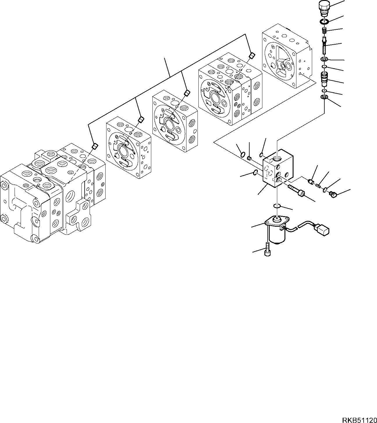 Backhoeloaders Komatsu / WB97S-5E0 S/N F30541 AND F30542 (RUSSIA SPECIFICATION TIER 2 ENG. INSTALLED)(WB97S5RU) / 10-SPOOL CONTROL VALVE (13/16)(F-6284 : 6284)