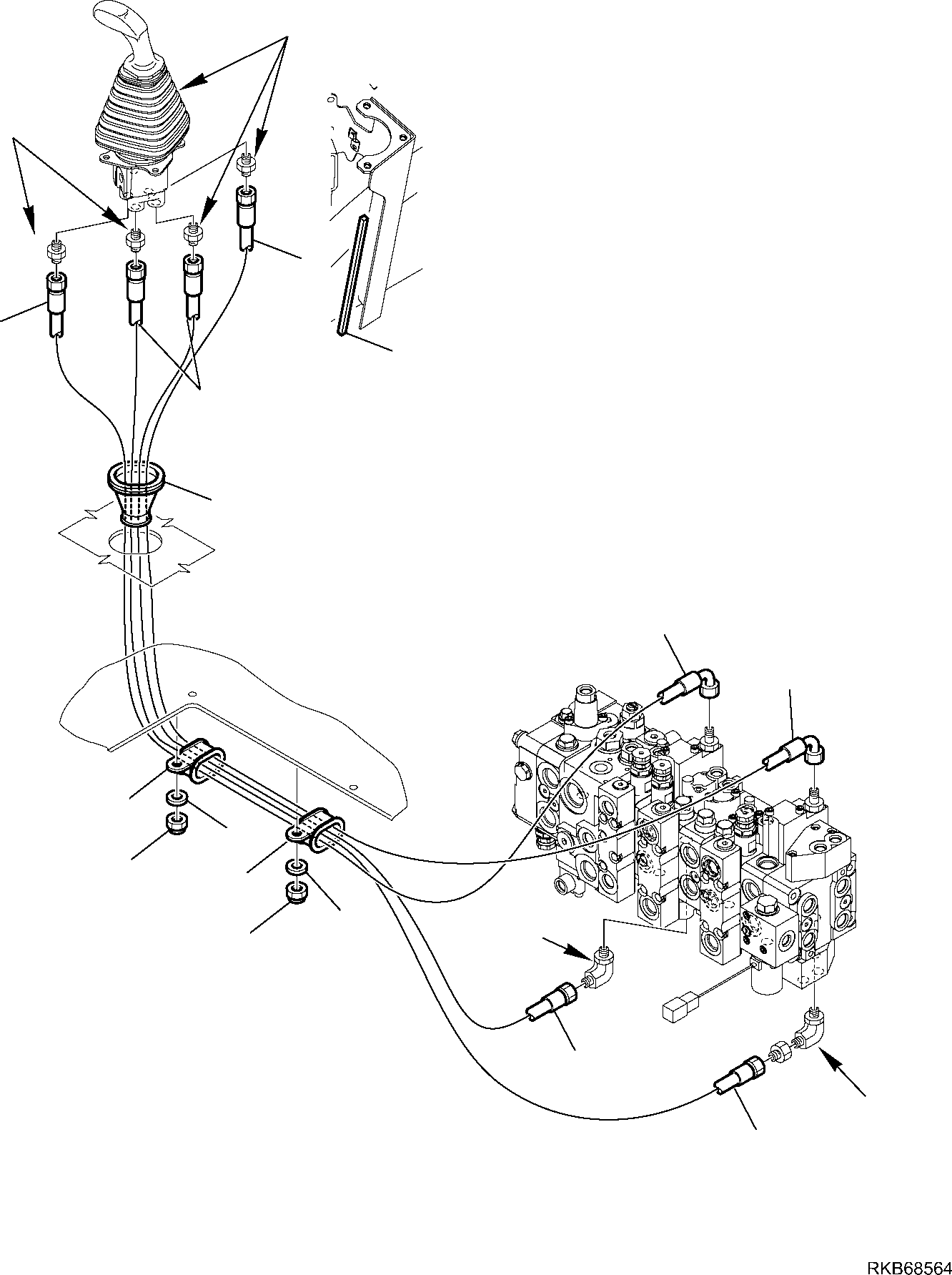 Backhoeloaders Komatsu / WB97S-5E0 S/N F30541 AND F30542 (RUSSIA SPECIFICATION TIER 2 ENG. INSTALLED)(WB97S5RU) / HYDRAULIC PIPING (SERVOCONTROL LINE) (SHOVEL BUCKET LIFTING AND TIPPING LINE)(F-6475 : 6475)