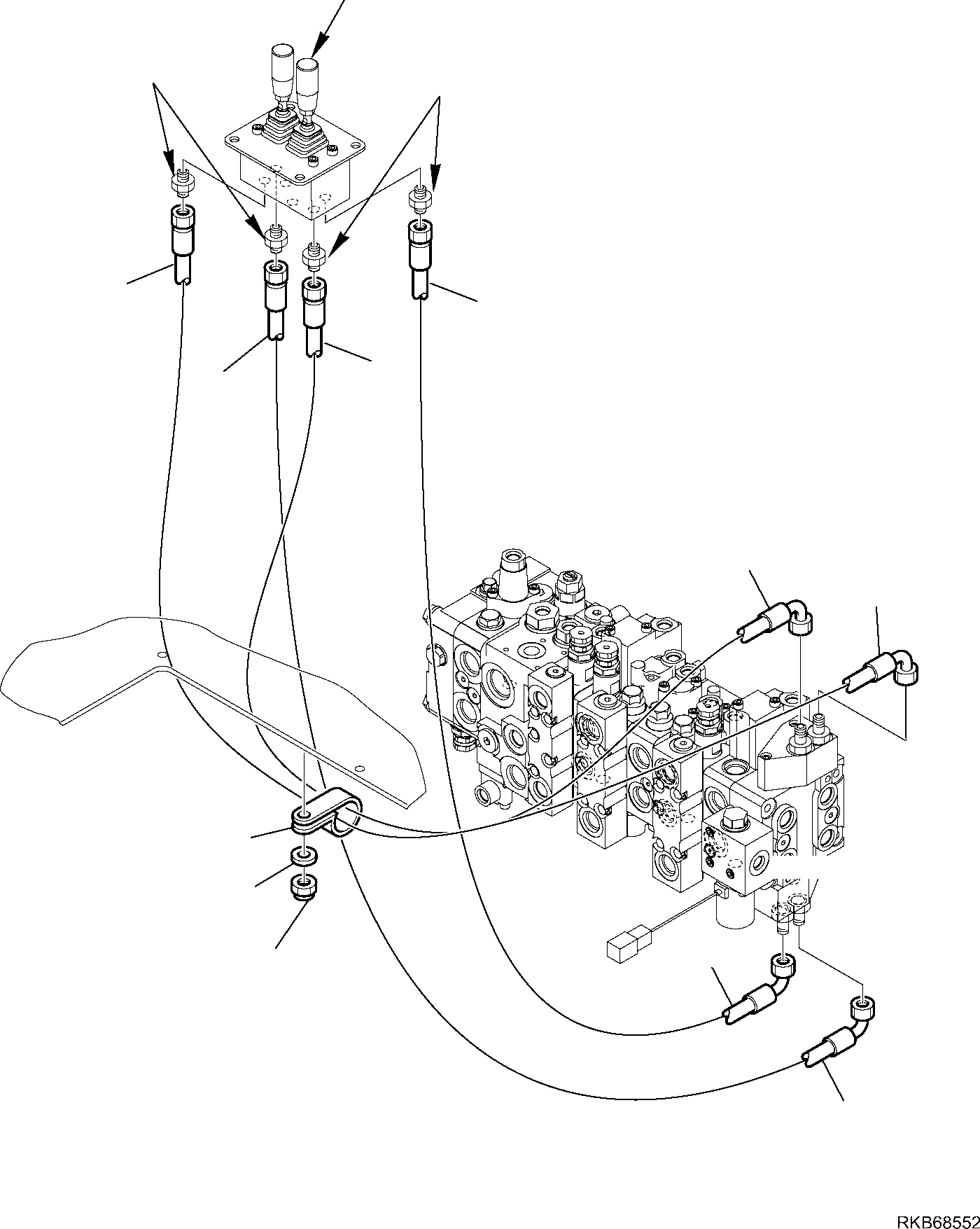 Backhoeloaders Komatsu / WB97S-5E0 S/N F30541 AND F30542 (RUSSIA SPECIFICATION TIER 2 ENG. INSTALLED)(WB97S5RU) / HYDRAULIC PIPING (SERVOCONTROL LINE) (OUTRIGGERS)(F-6495 : 6495)