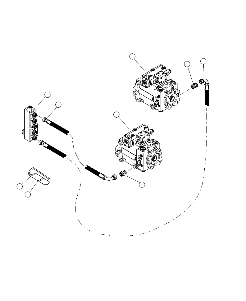 Forestry Komatsu / XT430L-3 S/N A2101-UP(XT430L-3) / H0259-01A0 TRACK DRIVE PUMPS TO RETURN OIL MANIFOLD(H-120 : H0259-01A0)