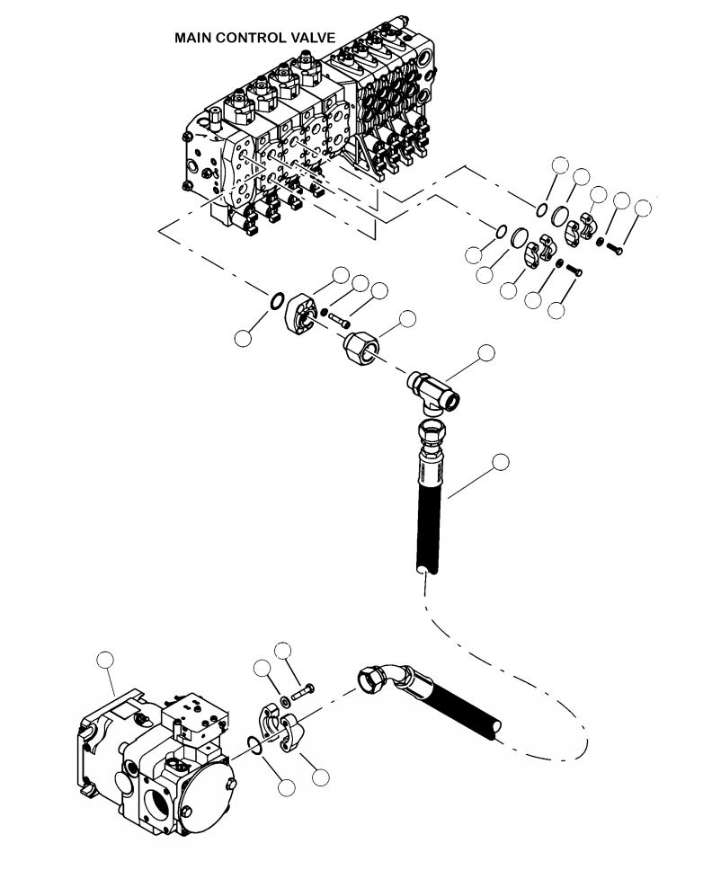Forestry Komatsu / XT430L-3 S/N A2101-UP(XT430L-3) / H0311-01A0 IMPLEMENT PUMP TO MAIN CONTROL VALVE HARVESTING PRESSURE LINE PROCESSOR #2 AND #5 HYDRAULICS ONLY(H-138 : H0311-01A0)