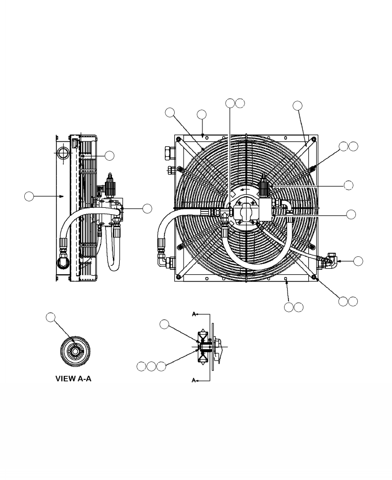 Forestry Komatsu / XT430L-3 S/N A2101-UP(XT430L-3) / H0325-02A0 AUXILIARY HYDRAULIC OIL COOLER WITH SUCTION FAN(H-158 : H0325-02A0)