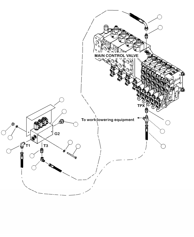 Forestry Komatsu / XT430L-3 S/N A2101-UP(XT430L-3) / H1040-01A0 HYDRAULIC PIPING VALVE RETURN LINES - DUAL FLOW HYDRAULICS(H-184 : H1040-01A0)