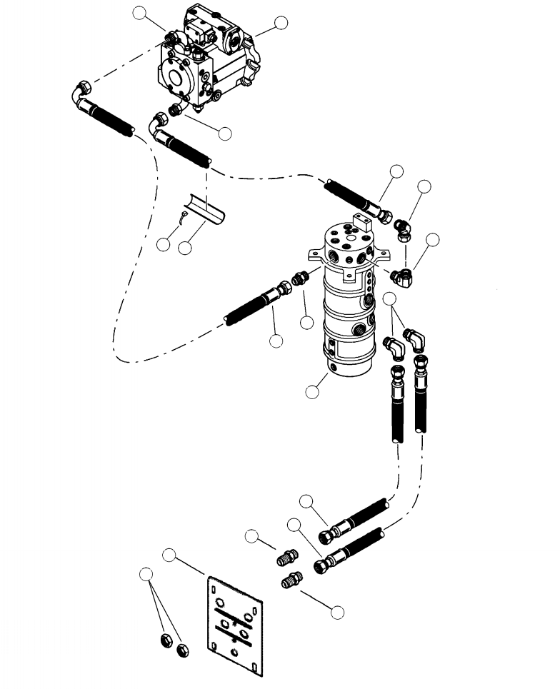 Forestry Komatsu / XT430L-3 S/N A2101-UP(XT430L-3) / H2011-02A0 TRACK DRIVE PRESSURE LINES HYDRAULIC PIPING R.H. TRACK DRIVE PUMP TO ROTARY MANIFOLD TO BULKHEAD(H-190 : H2011-02A0)