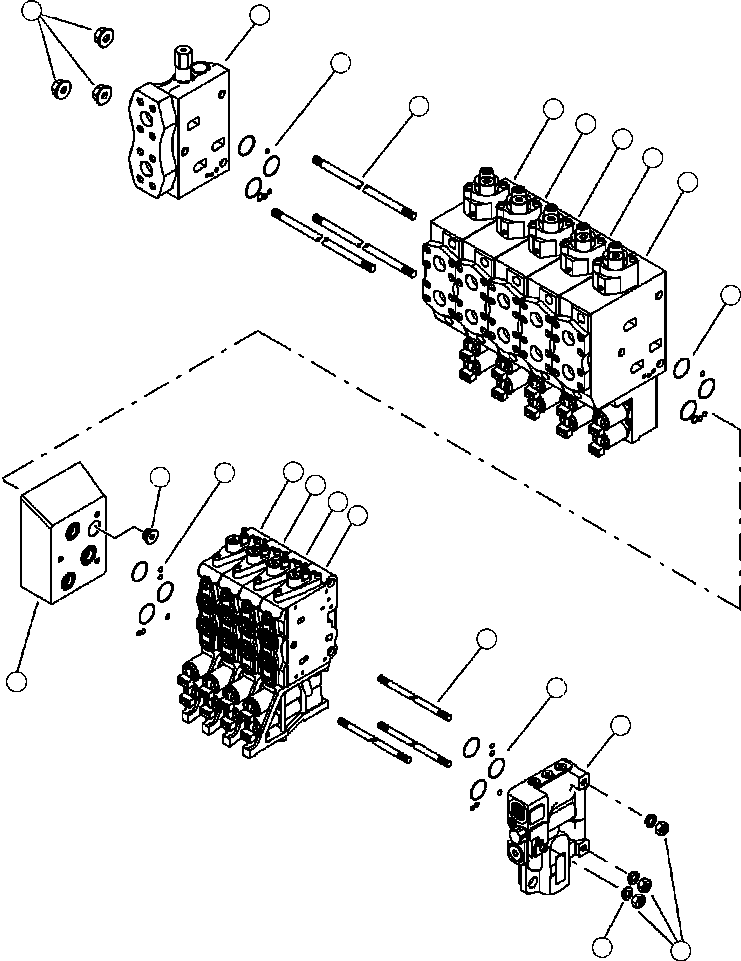 Forestry Komatsu / XT445L-3 A3101 - UP(XT445L-3) / H0120-03A0 DUAL FLOW MAIN CONTROL VALVE (24V/9 SECTION) VALVE SECTIONS(H-034 : H0120-03A0)