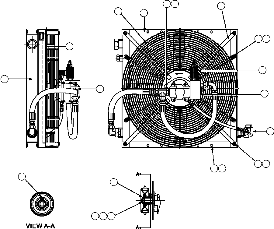 Forestry Komatsu / XT445L-3 A3101 - UP(XT445L-3) / H0325-02A0 AUXILIARY HYDRAULIC OIL COOLER WITH SUCTION FAN(H-158 : H0325-02A0)