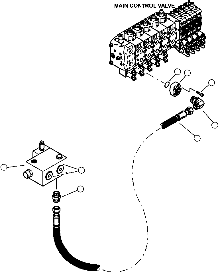 Forestry Komatsu / XT445L-3 A3101 - UP(XT445L-3) / H1030-01A0 HYDRAULIC PIPING MAIN CONTROL VALVE RETURN LINE(H-180 : H1030-01A0)