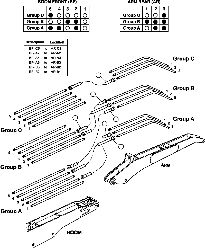 Forestry Komatsu / XT445L-3 A3101 - UP(XT445L-3) / H5200-01A1 PROCESSING BOOM TO ARM HOSES(H-216 : H5200-01A1)