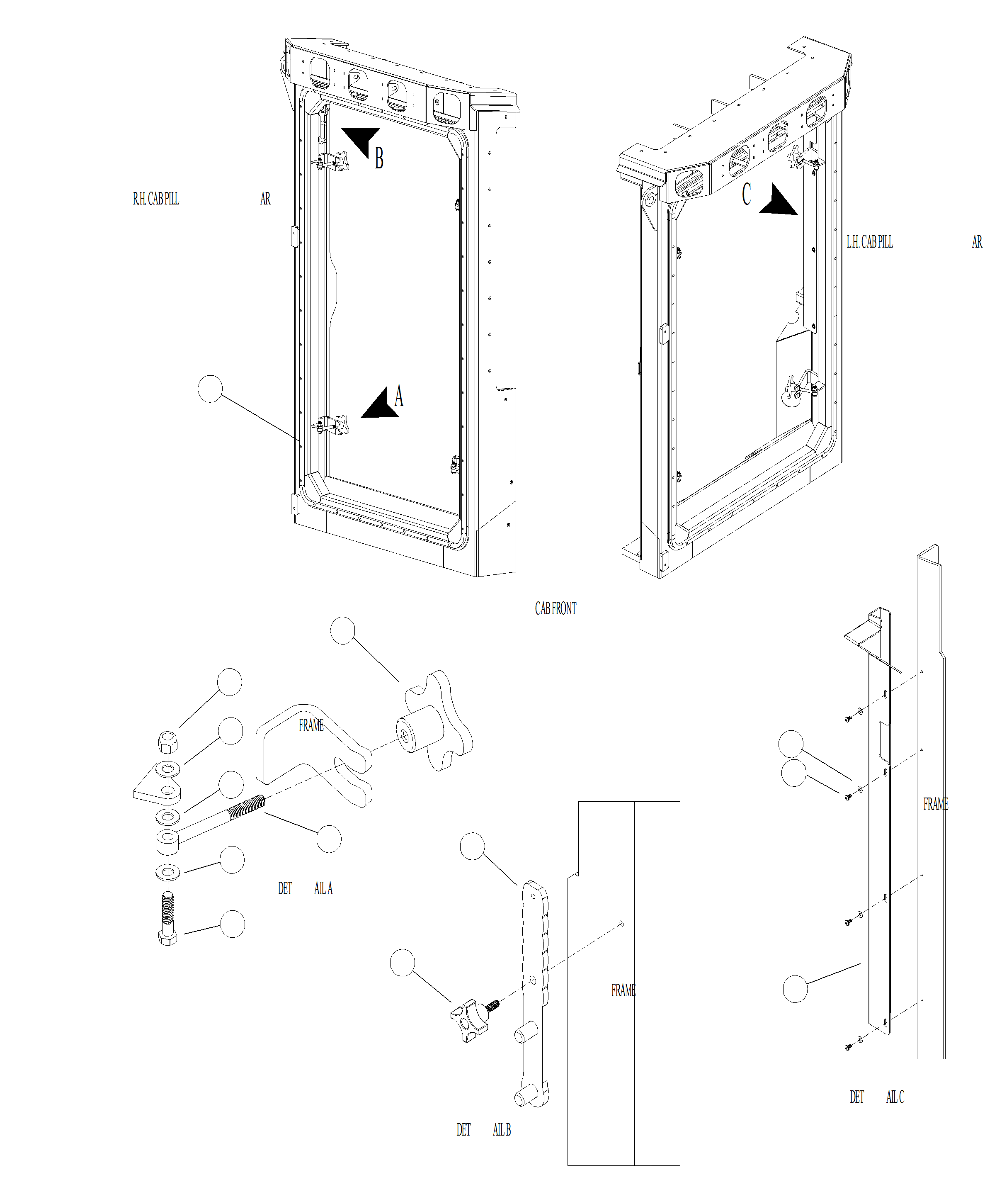Forestry Komatsu / XT445L-3 A3101 - UP(XT445L-3) / K0210-03B5 FRONT WINDOW EMERGENCY ESCAPE(K-038 : K0210-03B5)