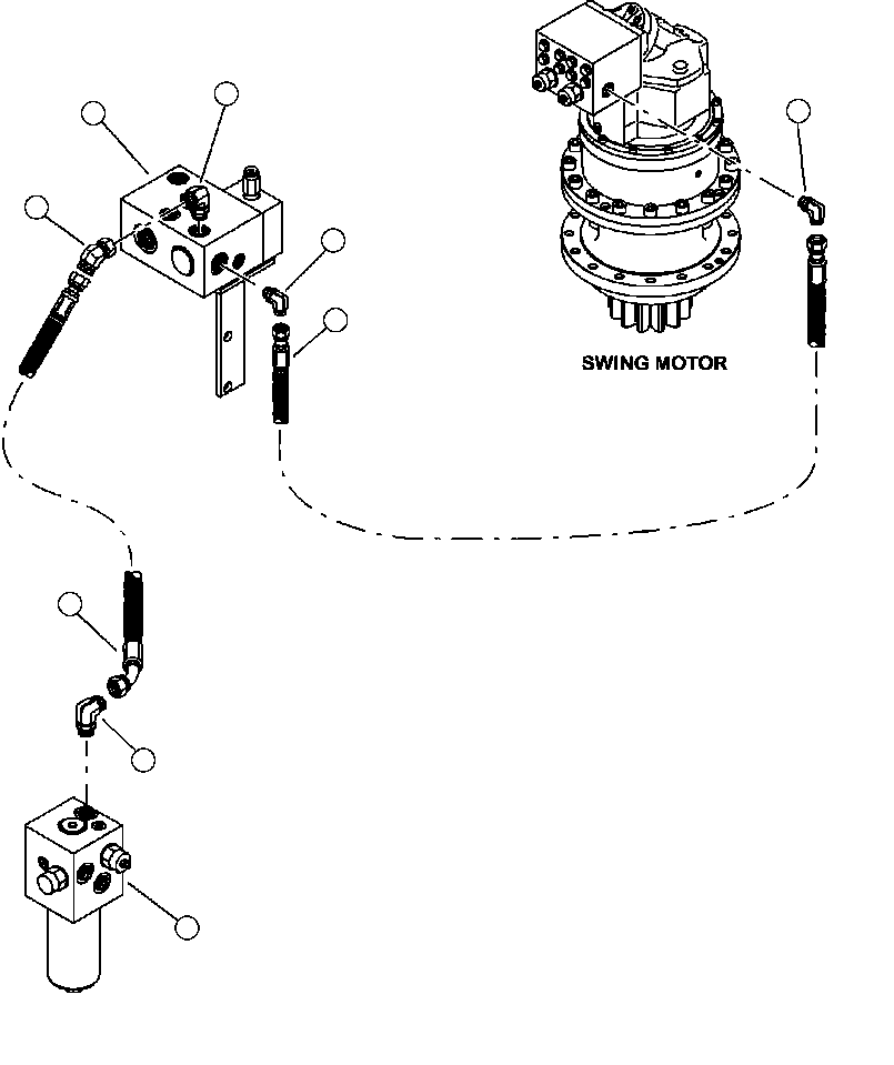 Forestry Komatsu / XT445L-3 A3101 - UP(XT445L-3) / N0215-01A0 SWING MOTOR AND RELIEF VALVE MANIFOLD RETURN OIL LINES(N-008 : N0215-01A0)