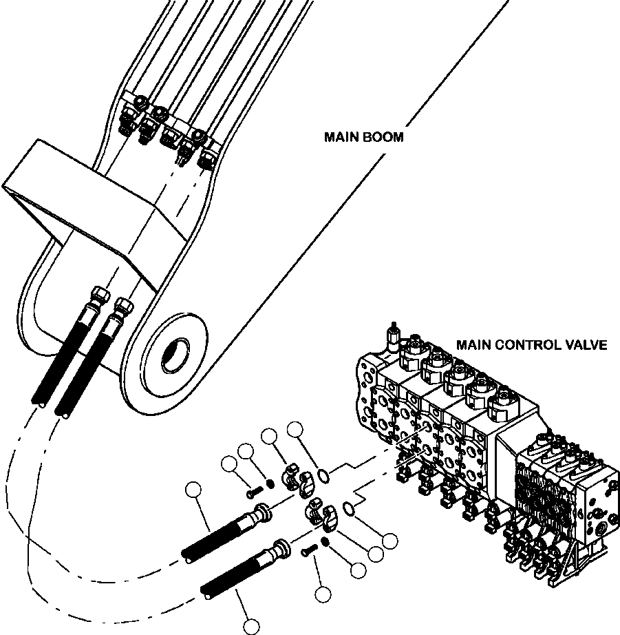Forestry Komatsu / XT445L-3 A3101 - UP(XT445L-3) / T4100-01A0 MAIN CONTROL VALVE TO MAIN BOOM LINES TELESCOPIC ARM FUNCTION(T-046 : T4100-01A0)