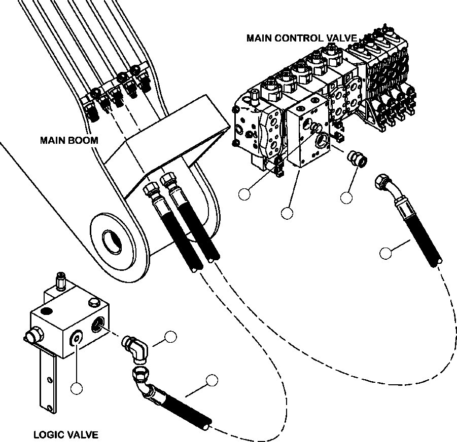 Forestry Komatsu / XT445L-3 A3101 - UP(XT445L-3) / T4266-01A0 MAIN CONTROL VALVE TO MAIN BOOM LINES COMBINED FLOW BLOCK PRESSURE LINES FOR ROLLY II PROCESSING FUNCTIONS(T-058 : T4266-01A0)