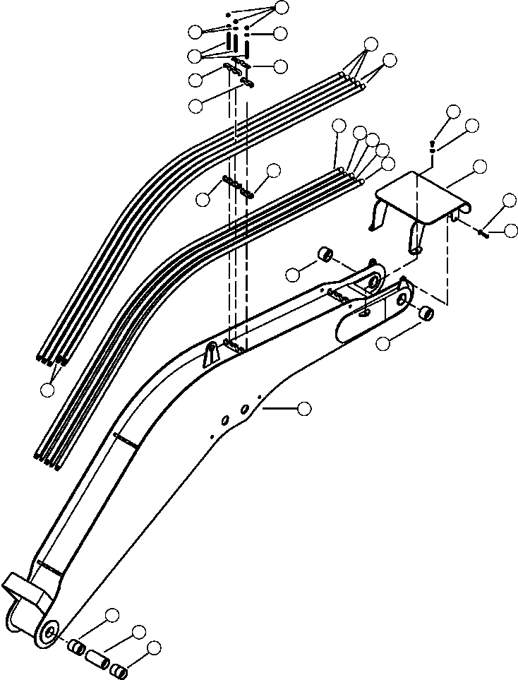Forestry Komatsu / XT445L-3 A3101 - UP(XT445L-3) / T5002-01A0 WORK EQUIPMENT TUBE LINES STANDARD MAIN BOOM LINES AND GUARD - ROLLY II PROCESSING(T-076 : T5002-01A0)