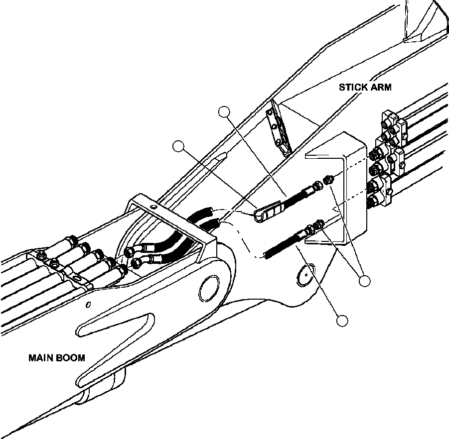 Forestry Komatsu / XT445L-3 A3101 - UP(XT445L-3) / T5111-01A0 MAIN BOOM TO STICK ARM PIPING BAR/DISC AND INTERMITTENT SAW CLAMP FUNCTION(T-100 : T5111-01A0)