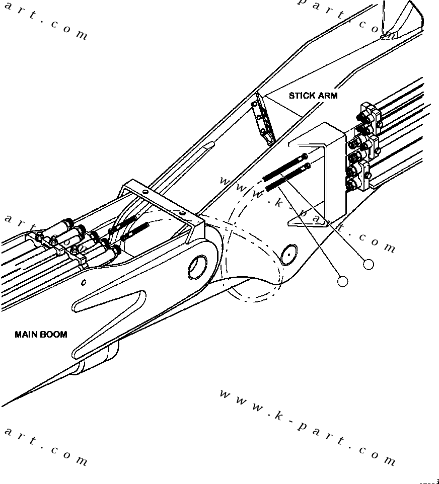Forestry Komatsu / XT445L-3 A3101 - UP(XT445L-3) / T5114-01A0 MAIN BOOM TO STICK ARM PIPING BAR/DISC AND INTERMITTENT SAW LATERAL TILT OR ACCUMULATOR FUNCTION(T-106 : T5114-01A0)