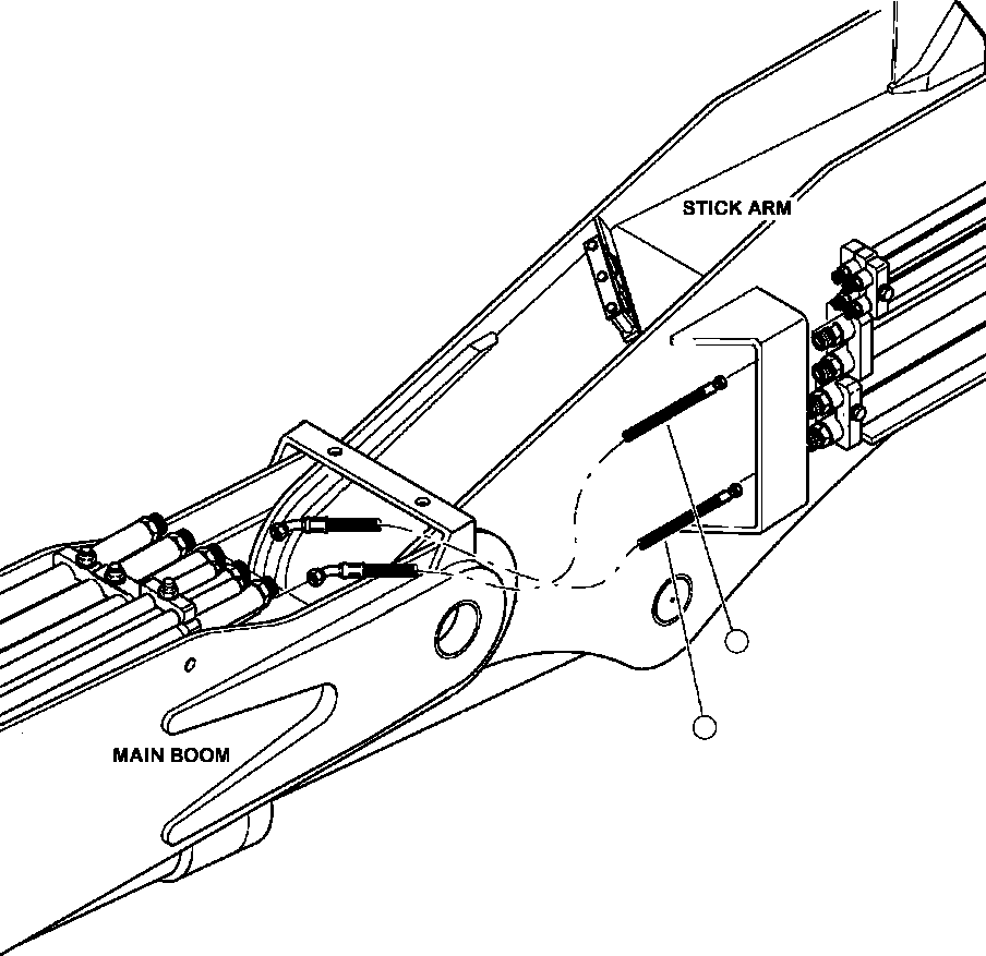 Forestry Komatsu / XT445L-3 A3101 - UP(XT445L-3) / T5130-01A0 MAIN BOOM TO STICK ARM PIPING PROCESSOR CASE DRAIN LINE(T-110 : T5130-01A0)