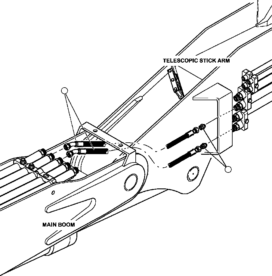 Forestry Komatsu / XT445L-3 A3101 - UP(XT445L-3) / T5181-01A0 MAIN BOOM TO TELESCOPIC STICK ARM PIPING DISC SAW PRESSURE & RETURN FUNCTION(T-118 : T5181-01A0)