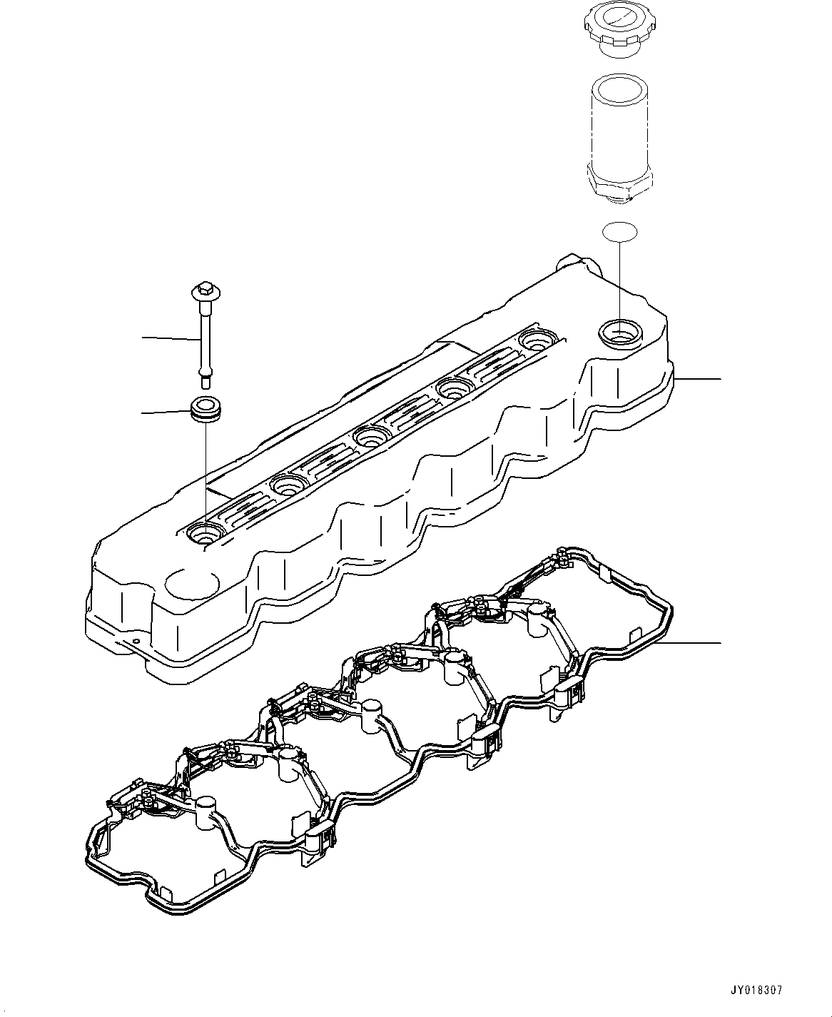 Komatsu parts book diagram for PC200-8M0 S/N Y201001-UP: CYLINDER HEAD COVER (SN 2659400726624485)