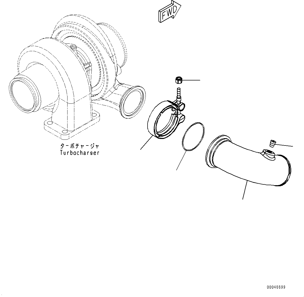 Komatsu parts book diagram for PC200-8M0 S/N Y201001-UP: AIR TRANSFER CONNECTION