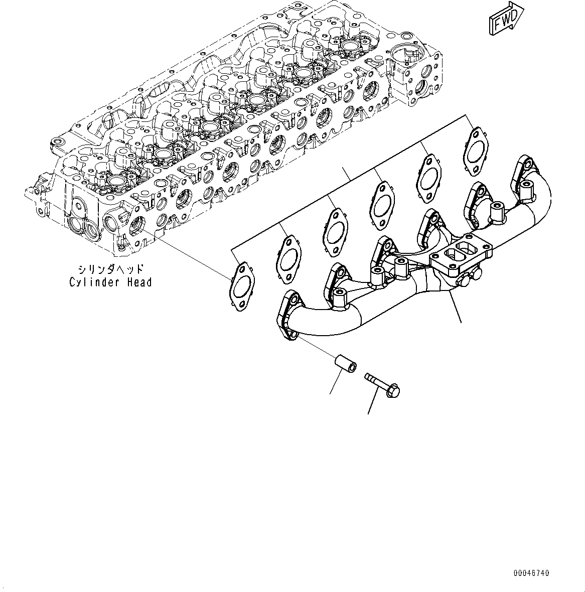 Komatsu parts book diagram for PC200-8M0 S/N Y201001-UP: EXHAUST MANIFOLD