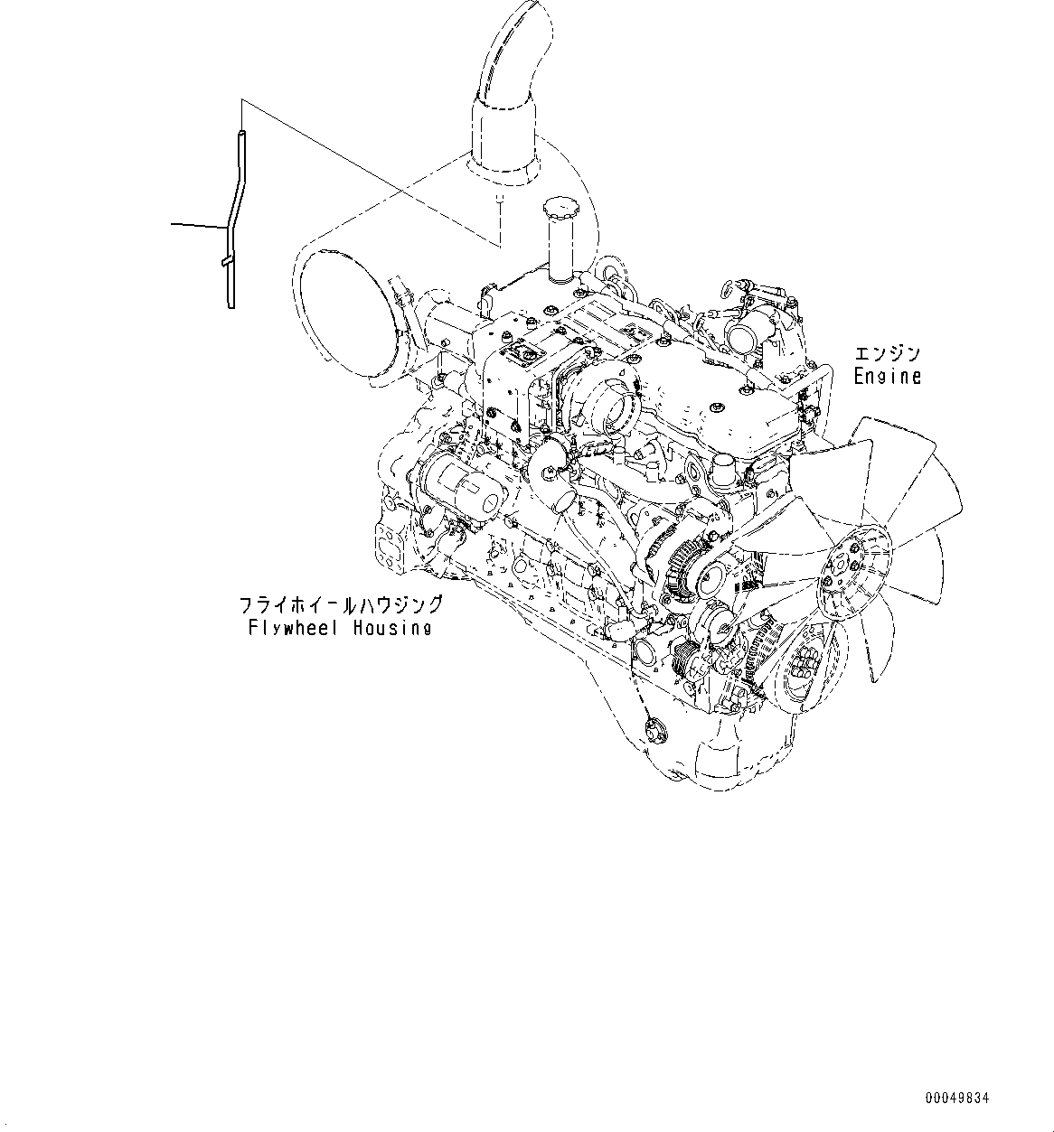 Komatsu parts book diagram for PC200-8M0 S/N Y201001-UP: EXHAUST MUFFLER PIPING