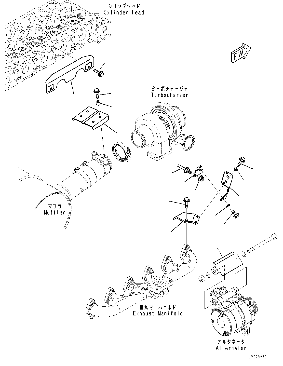 Komatsu parts book diagram for PC200-8M0 S/N Y201001-UP: HEAT SHIELD (FOR 35 AMP. SEALED ALTERNATOR) (SN 26603722)