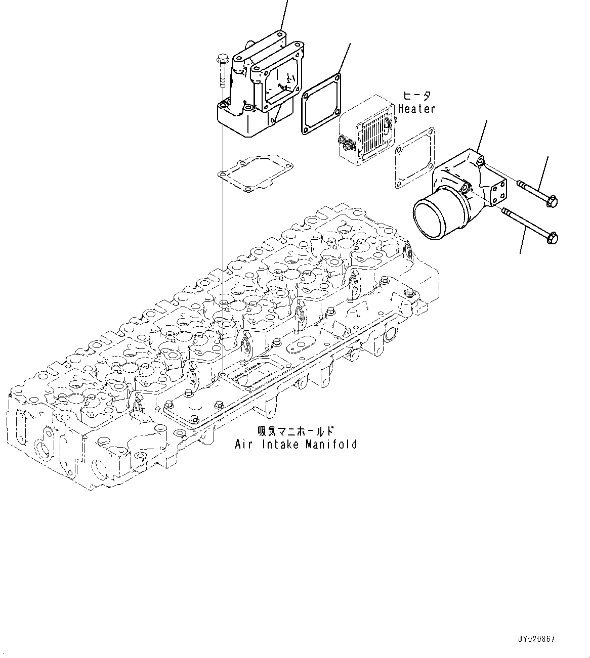 Komatsu parts book diagram for PC300LC-8M0 S/N Y301001-UP: AIR INTAKE CONNECTOR