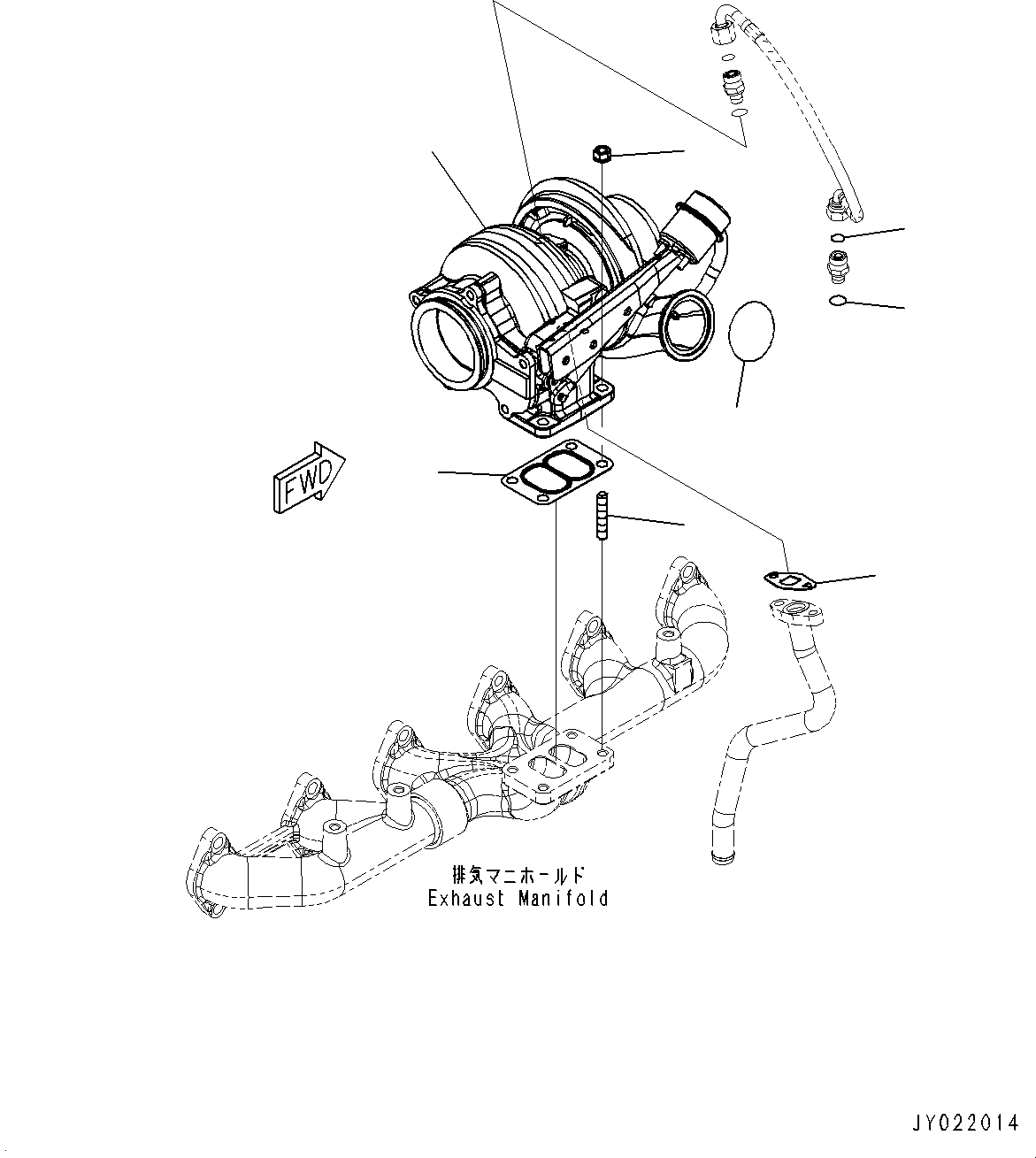 Komatsu parts book diagram for PC300LC-8M0 S/N Y301001-UP: TURBOCHARGER