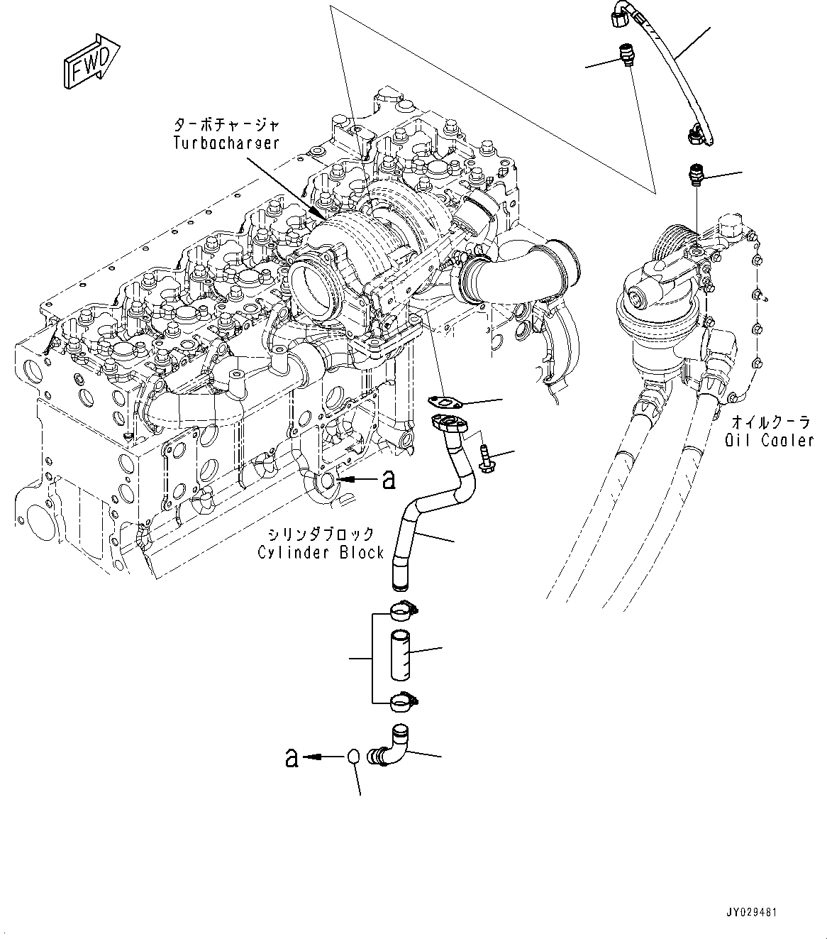 Komatsu parts book diagram for PC300LC-8M0 S/N Y301001-UP: TURBOCHARGER OIL PIPING