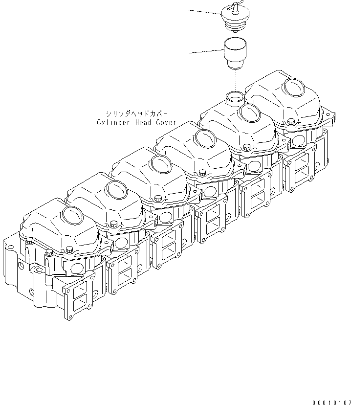 Excavators Komatsu / PC400-7(-50) S/N Y400001-UP(ZEPB000901) / HEAD COVER ACCESSORY (OIL FILLER) (EXTREME COLD TERRAIN SPEC.)(#320939-)(|AAA0018 : |AAA0018)